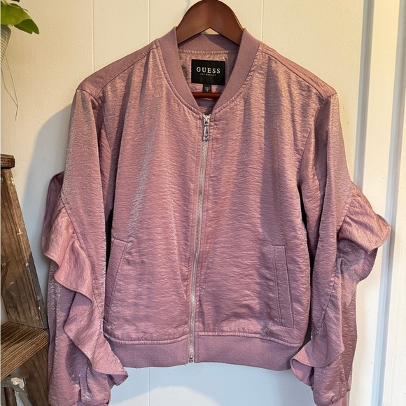Guess Jackets & Blazers - ✨ GUESS Los Angeles Ruffle Sleeve Bomber Jacket ✨